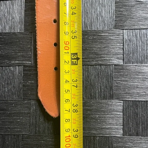 Tan Leather Belt with Brass Buckle - Picture 3 of 8